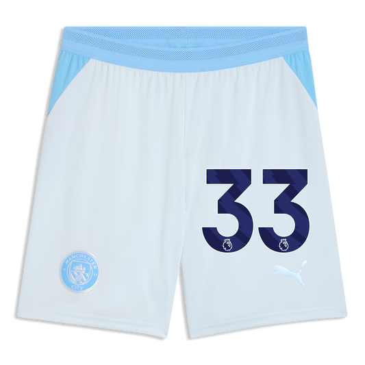 Manchester City Football Shorts 2026/27 With #33 - Icy Blue-Team Light Blue