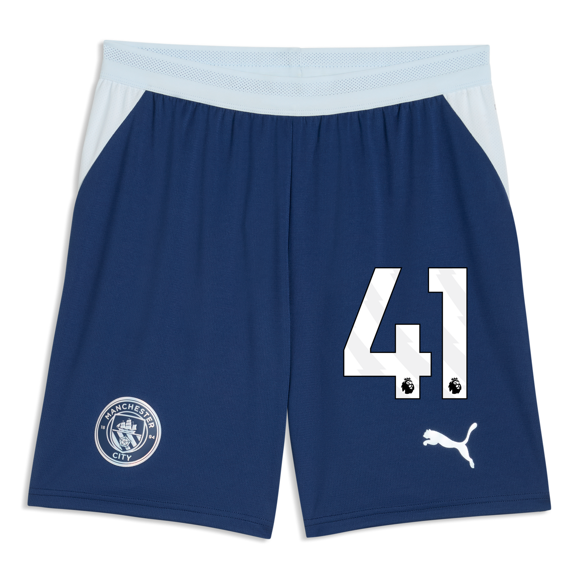 Manchester City Football Shorts 2026/27 With #41 - Blue Jewel-Icy Blue