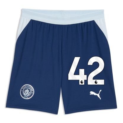 Manchester City Football Shorts 2026/27 With #42 - Blue Jewel-Icy Blue