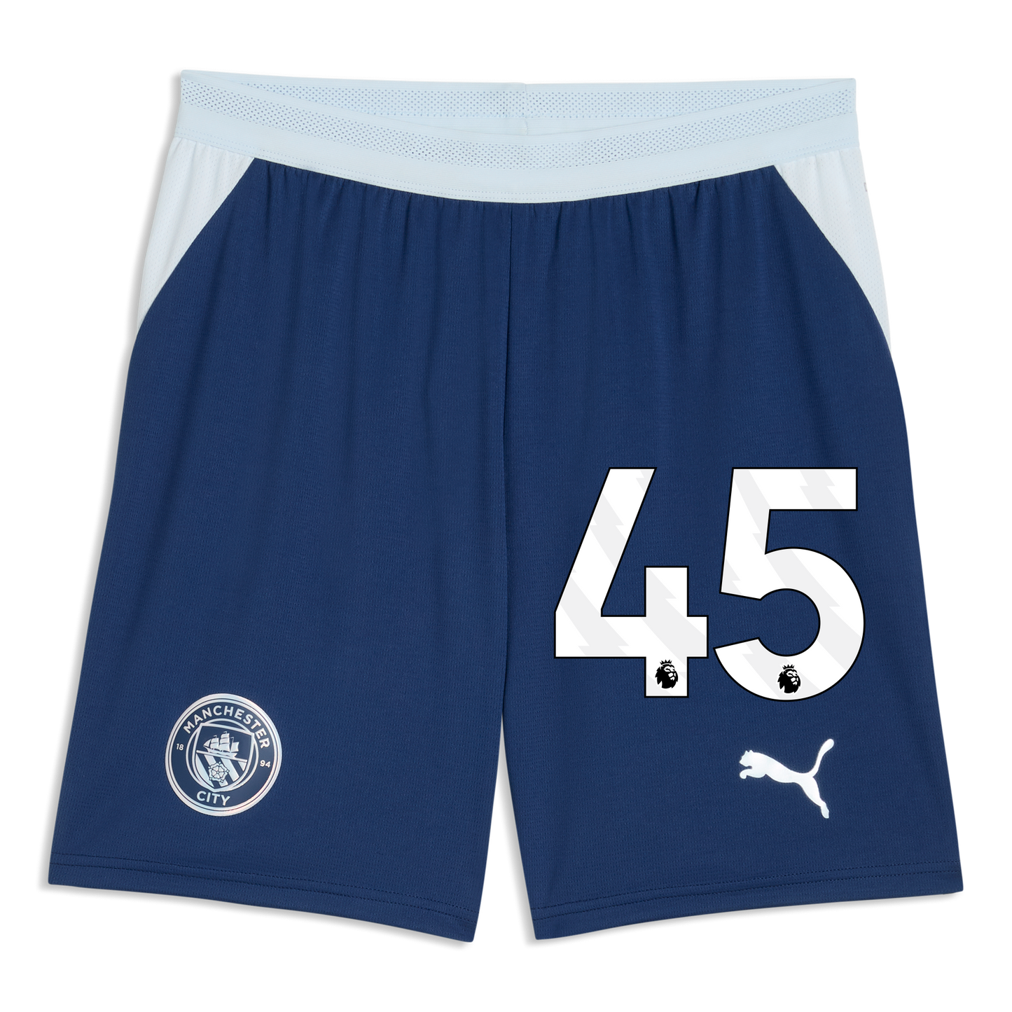 Manchester City Football Shorts 2026/27 With #45 - Blue Jewel-Icy Blue