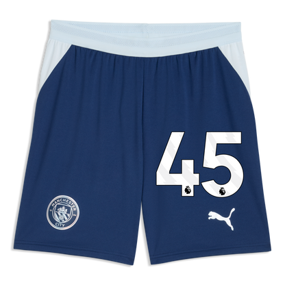 Manchester City Football Shorts 2026/27 With #45 - Blue Jewel-Icy Blue
