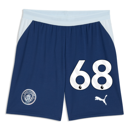 Manchester City Football Shorts 2026/27 With #68 - Blue Jewel-Icy Blue