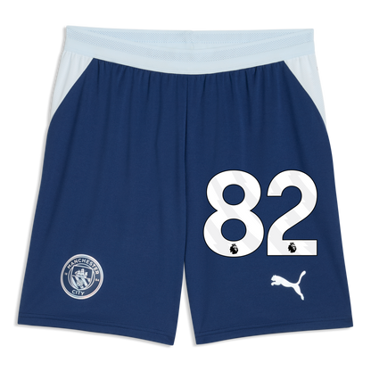Manchester City Football Shorts 2026/27 With #82 - Blue Jewel-Icy Blue