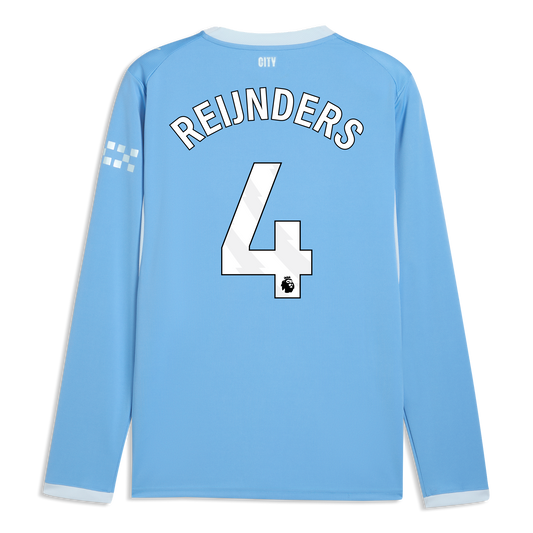Manchester City Home Jersey 2026/27 Long Sleeve With REIJNDERS 4 Printing - Team Light Blue-Icy Blue