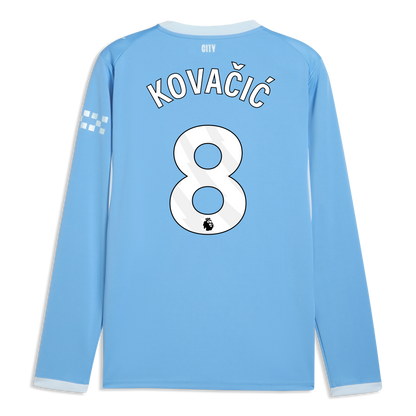 Manchester City Home Jersey 2026/27 Long Sleeve With KOVAČIĆ 8 Printing - Team Light Blue-Icy Blue