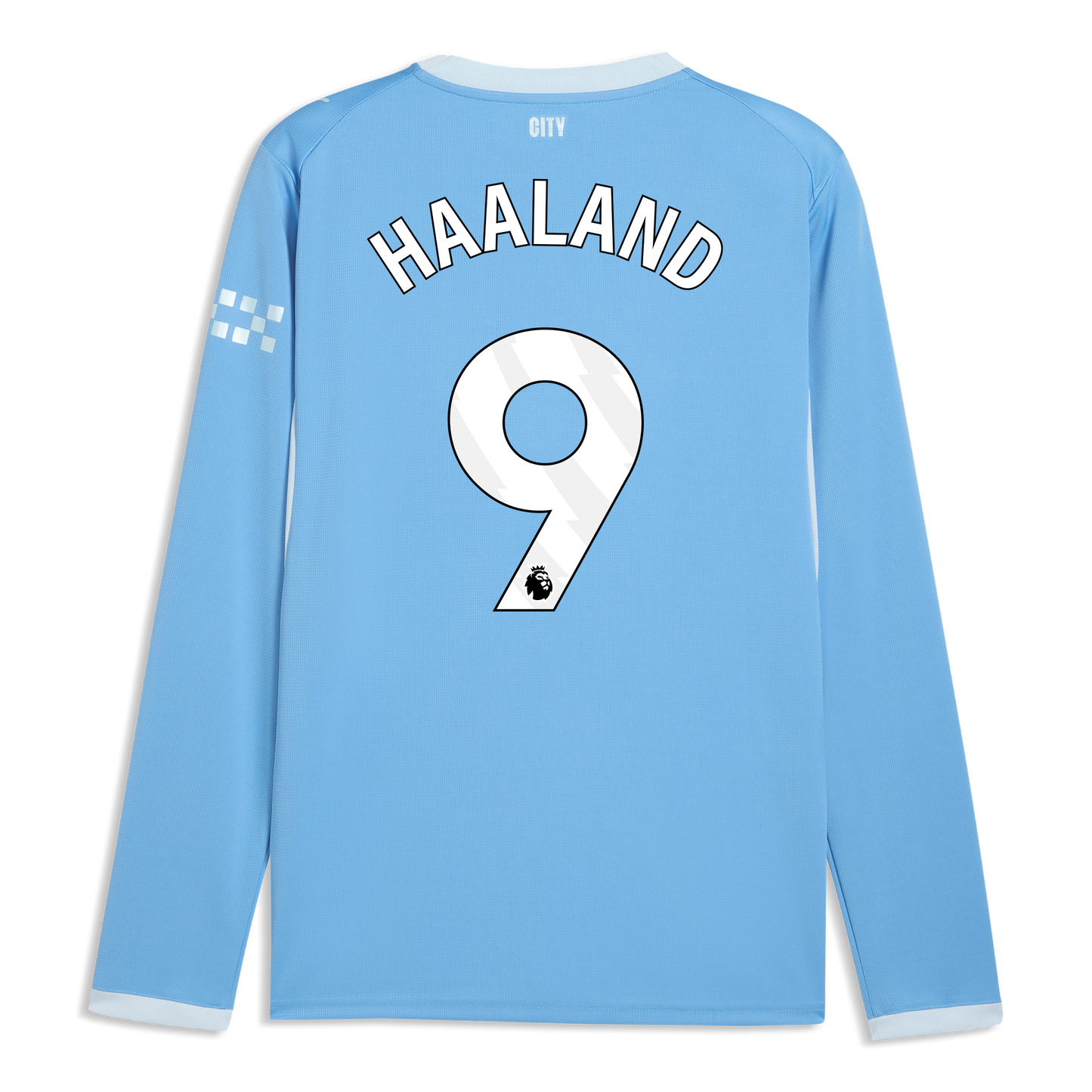 Manchester City Home Jersey 2026/27 Long Sleeve With HAALAND 9 Printing - Team Light Blue-Icy Blue