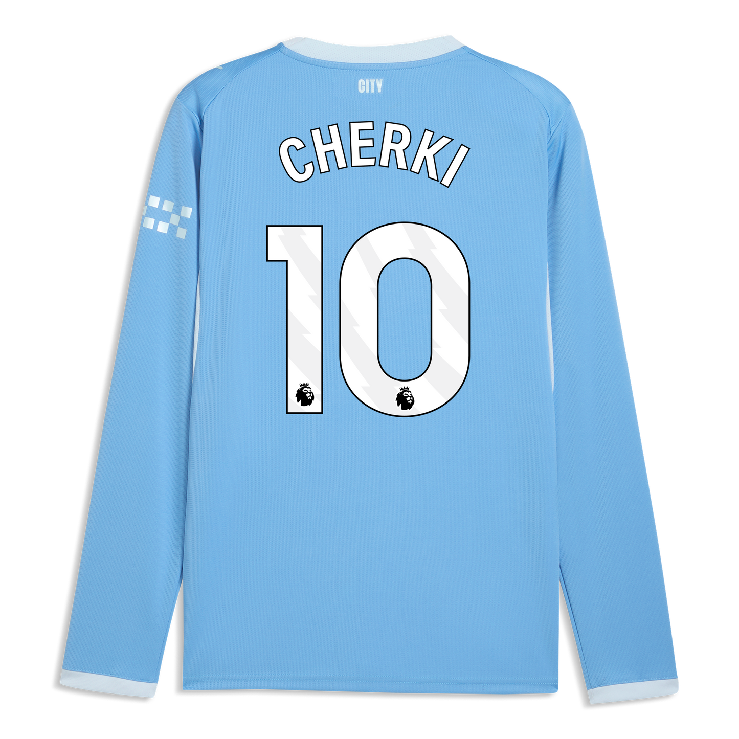 Manchester City Home Jersey 2026/27 Long Sleeve With CHERKI 10 Printing - Team Light Blue-Icy Blue
