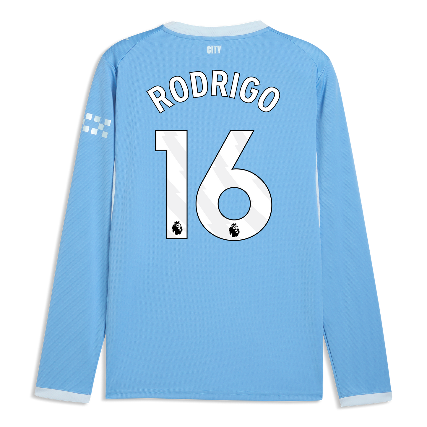 Manchester City Home Jersey 2026/27 Long Sleeve With RODRIGO 16 Printing - Team Light Blue-Icy Blue