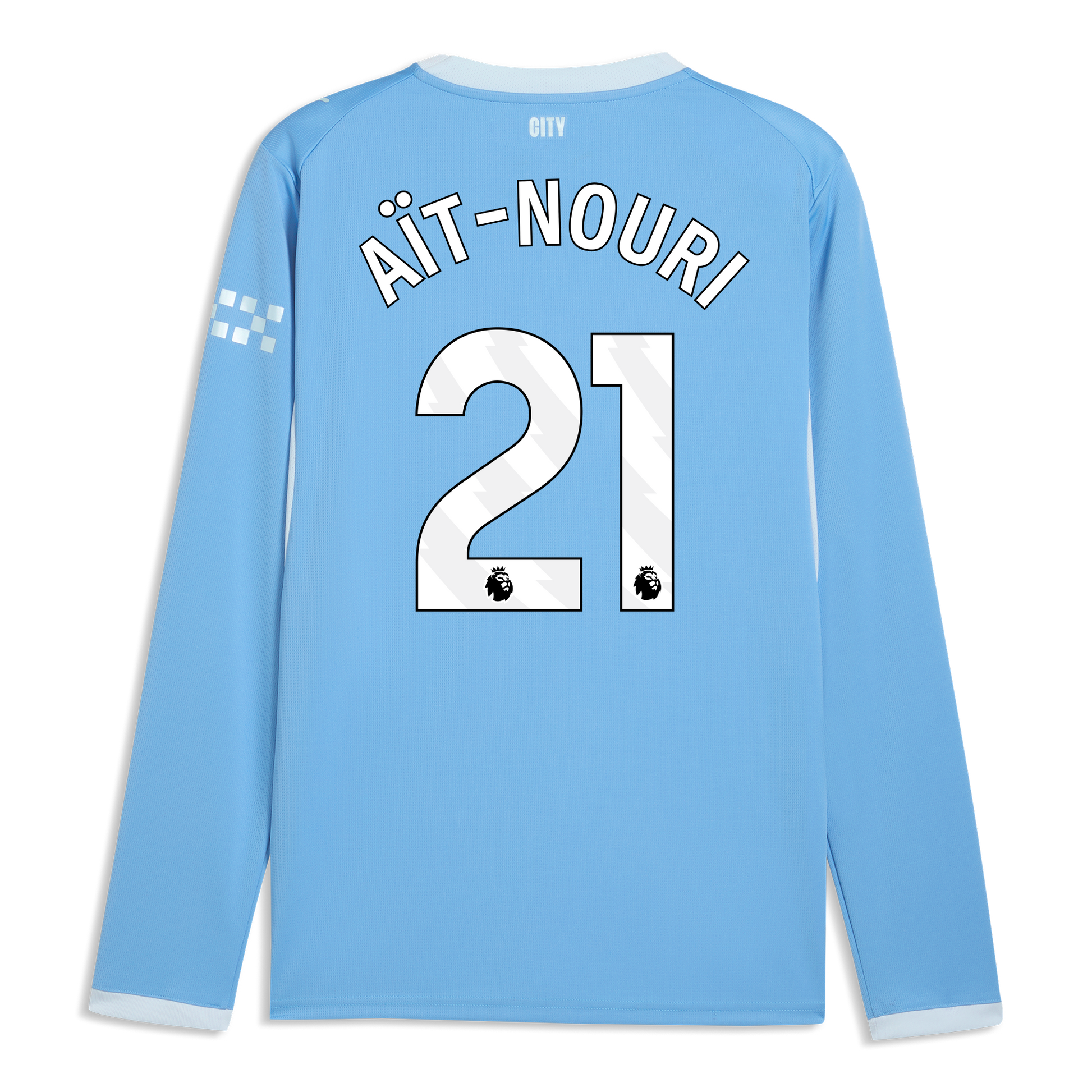 Manchester City Home Jersey 2026/27 Long Sleeve With AÏT-NOURI 21 Printing - Team Light Blue-Icy Blue