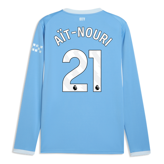 Manchester City Home Jersey 2026/27 Long Sleeve With AÏT-NOURI 21 Printing - Team Light Blue-Icy Blue