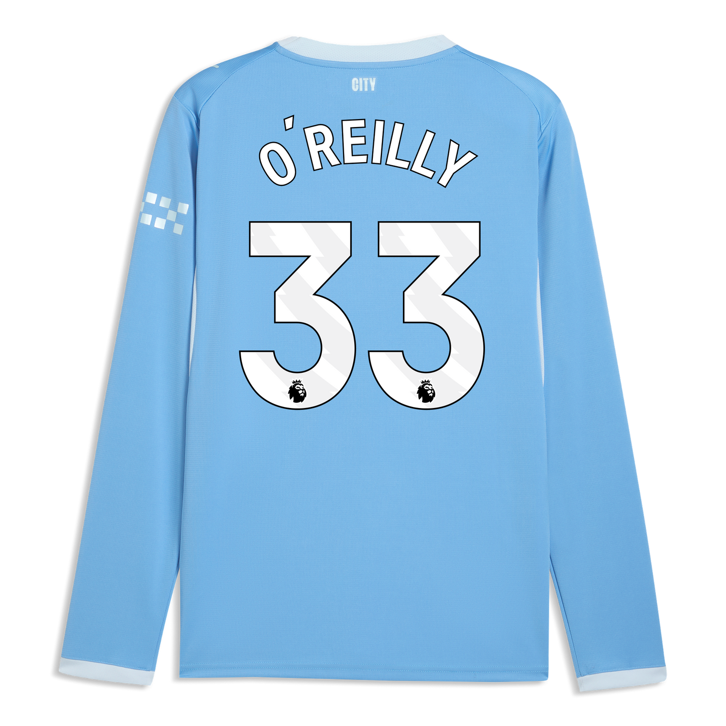 Manchester City Home Jersey 2026/27 Long Sleeve With O'REILLY 33 Printing - Team Light Blue-Icy Blue