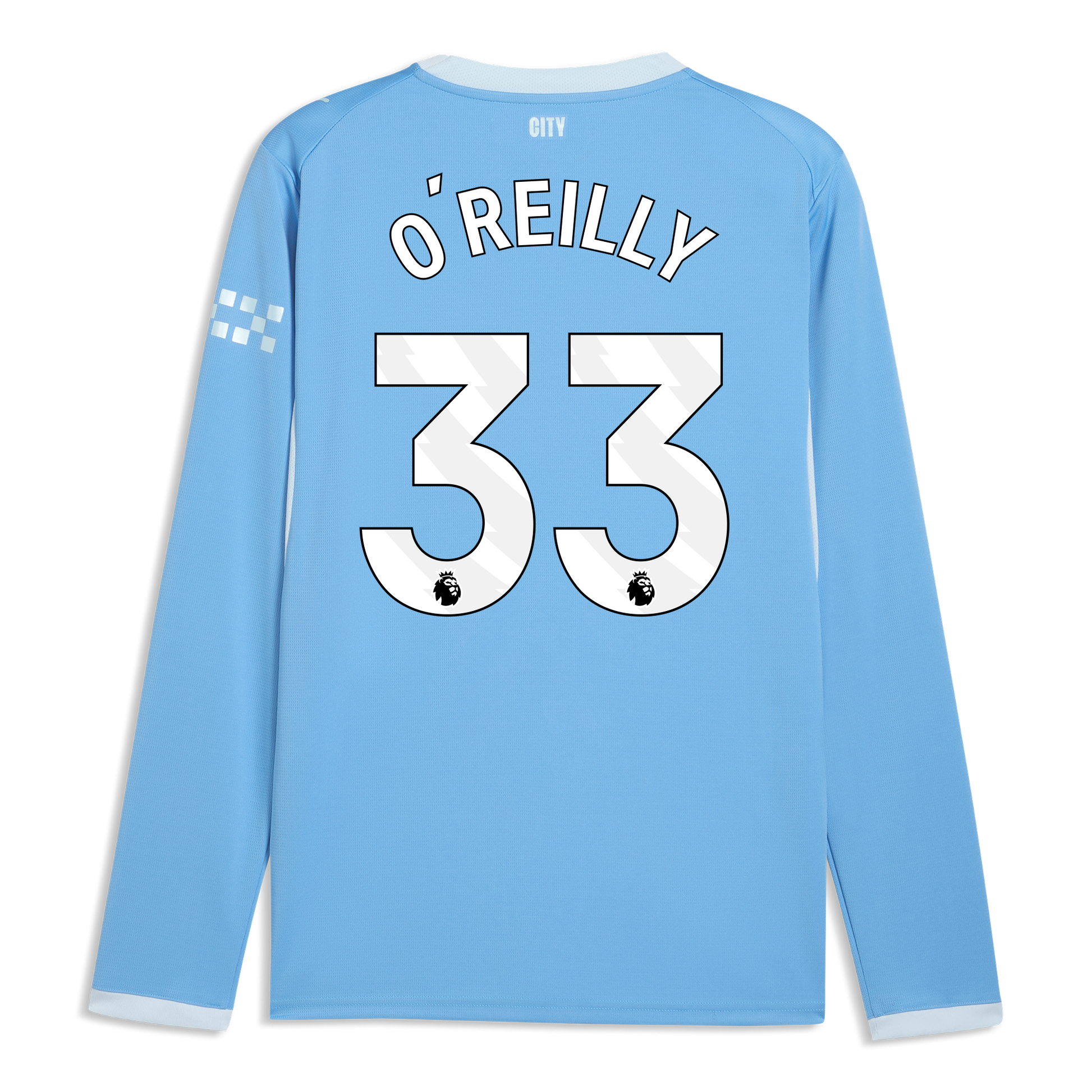 Manchester City Home Jersey 2026/27 Long Sleeve With O'REILLY 33 Printing - Team Light Blue-Icy Blue