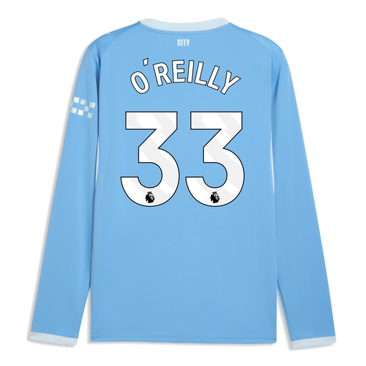 Manchester City Home Jersey 2026/27 Long Sleeve With O'REILLY 33 Printing - Team Light Blue-Icy Blue