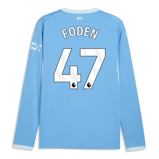 Manchester City Home Jersey 2026/27 Long Sleeve With FODEN 47 Printing - Team Light Blue-Icy Blue
