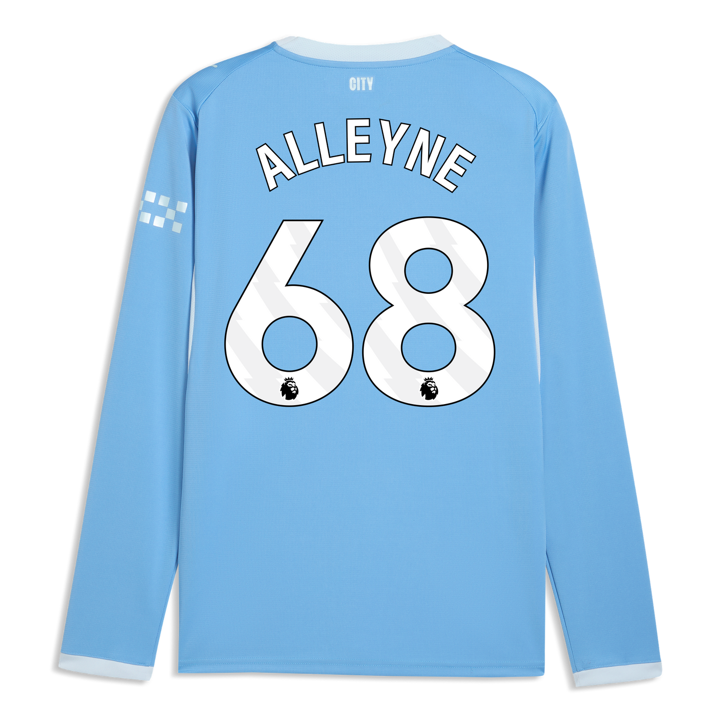 Manchester City Home Jersey 2026/27 Long Sleeve With ALLEYNE 68 Printing - Team Light Blue-Icy Blue