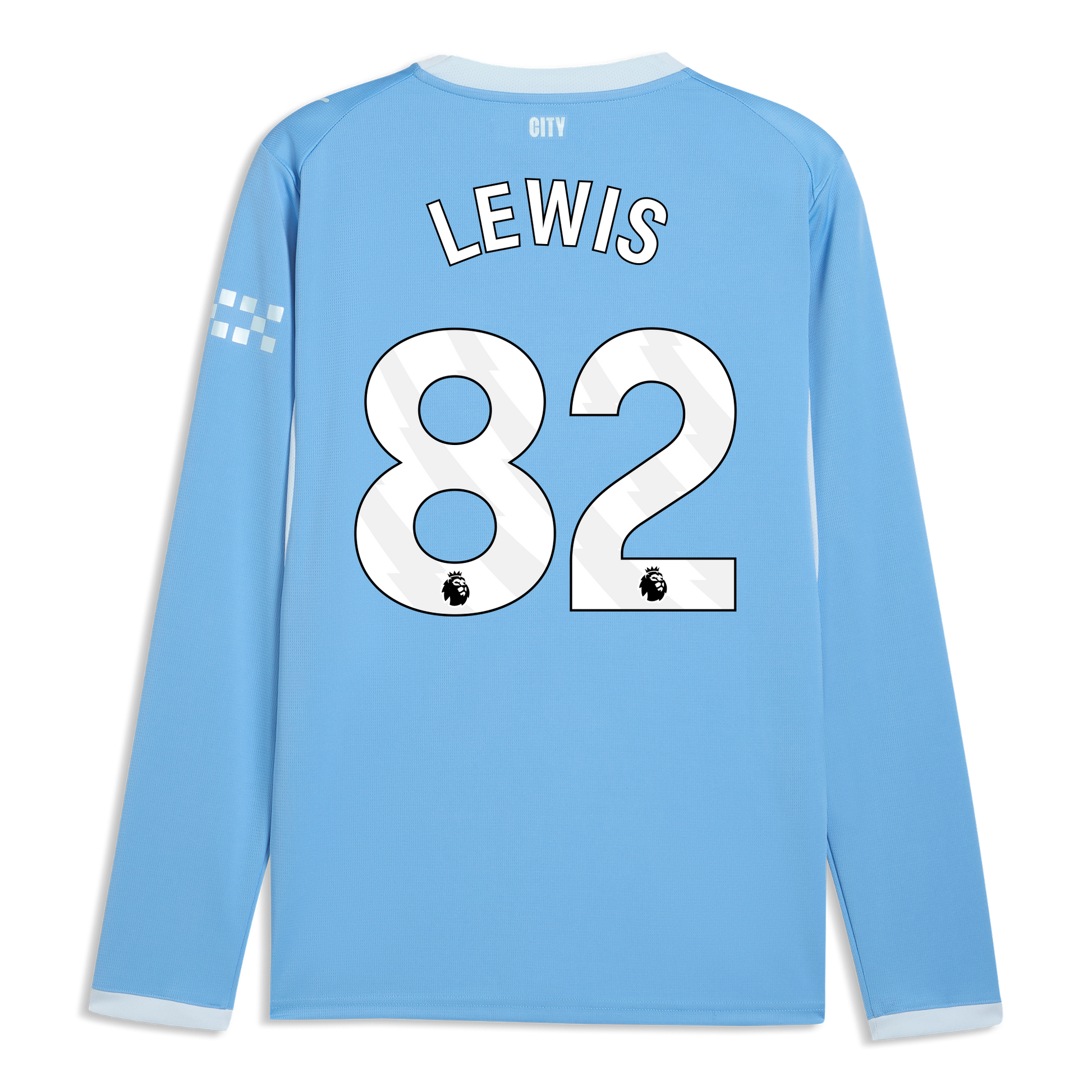 Manchester City Home Jersey 2026/27 Long Sleeve With LEWIS 82 Printing - Team Light Blue-Icy Blue