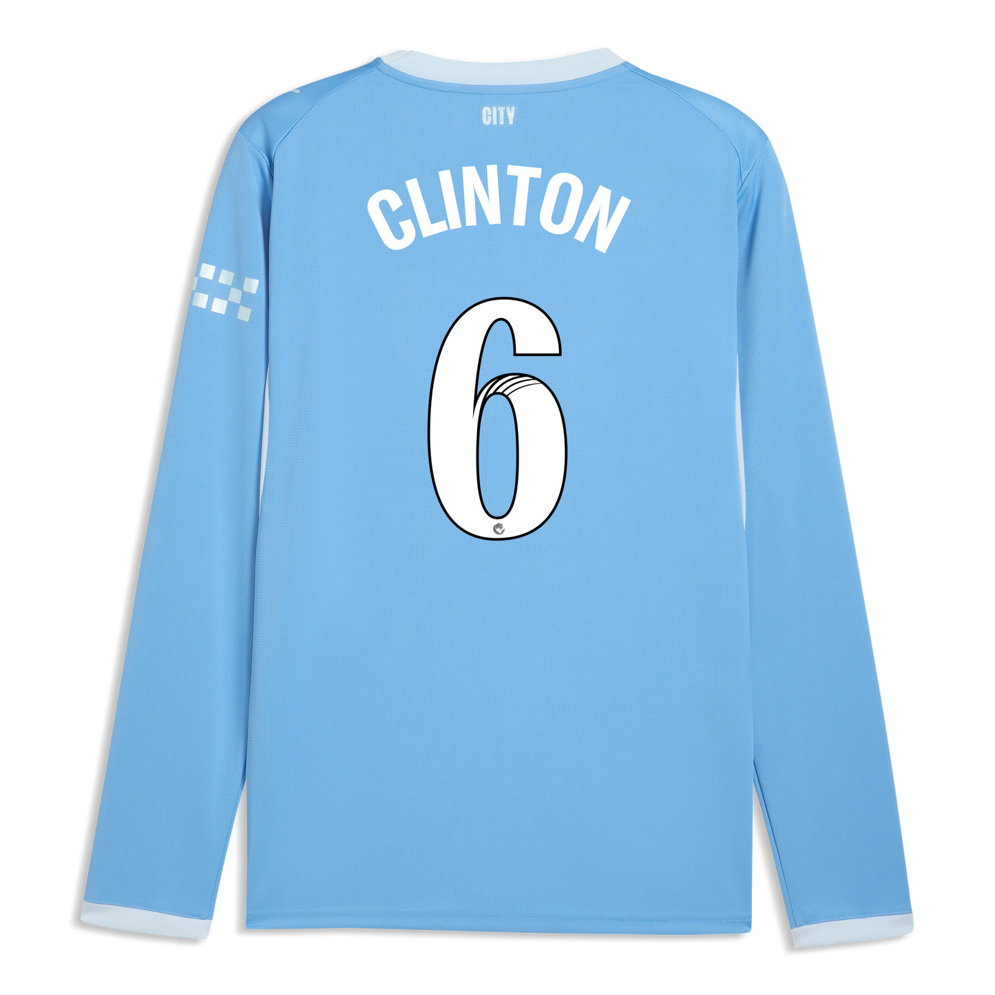 Manchester City Home Jersey 2026/27 Long Sleeve With CLINTON 6 Printing