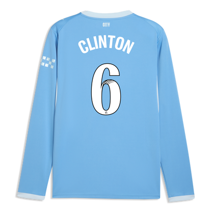 Manchester City Home Jersey 2026/27 Long Sleeve With CLINTON 6 Printing