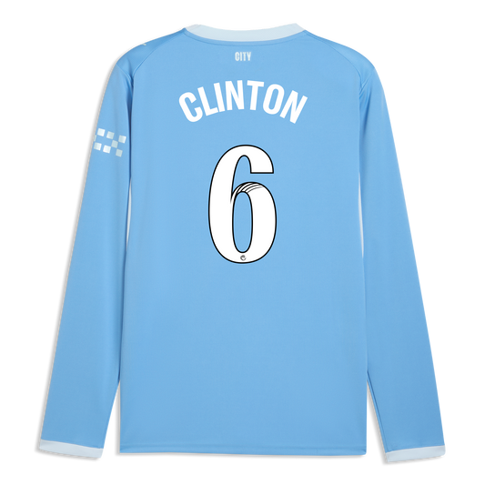 Manchester City Home Jersey 2026/27 Long Sleeve With CLINTON 6 Printing