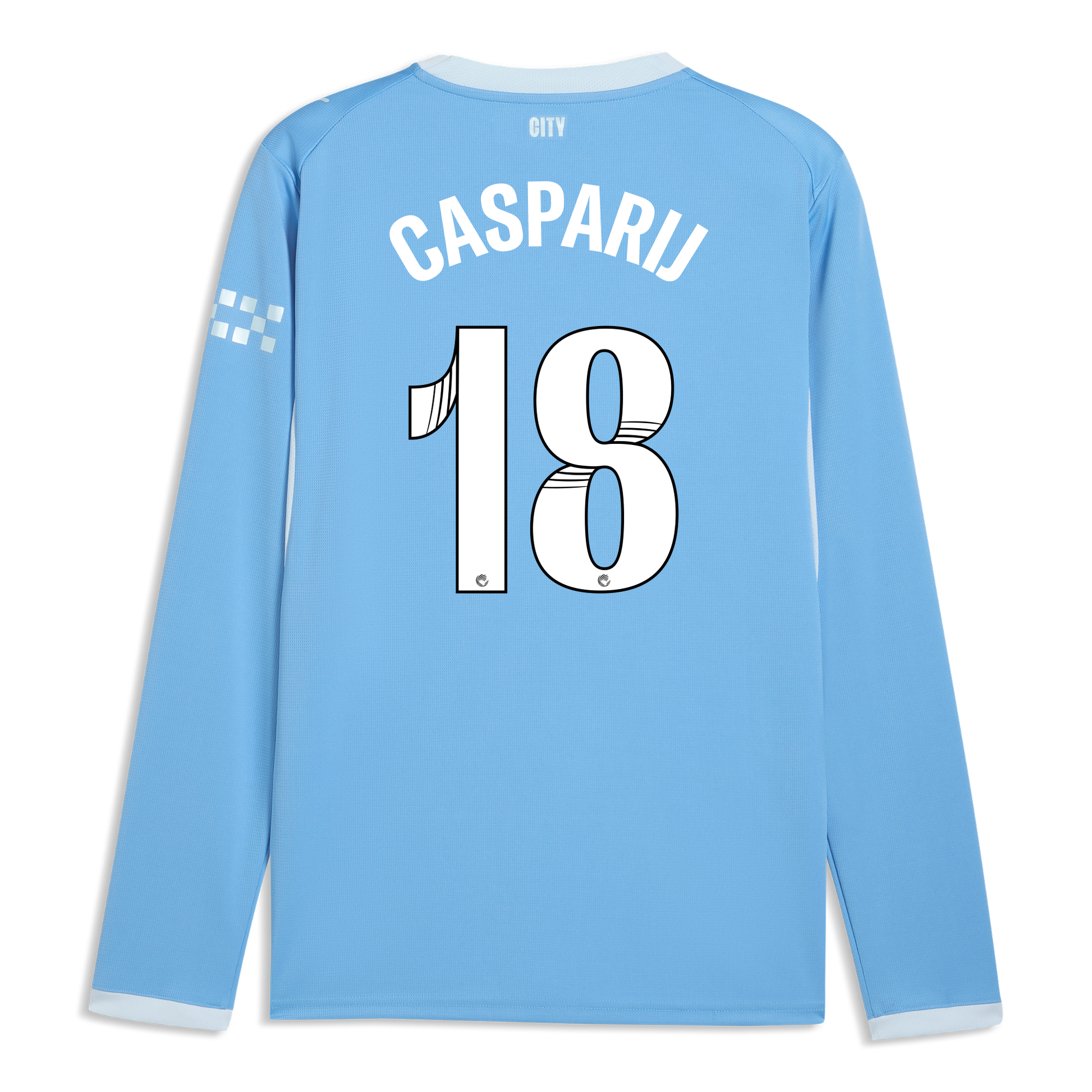 Manchester City Home Jersey 2026/27 Long Sleeve With CASPARIJ 18 Printing