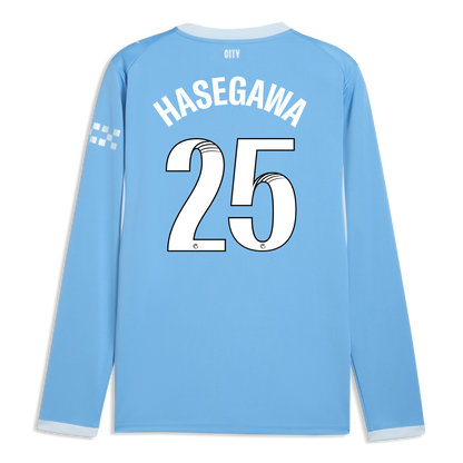Manchester City Home Jersey 2026/27 Long Sleeve With HASEGAWA 25 Printing