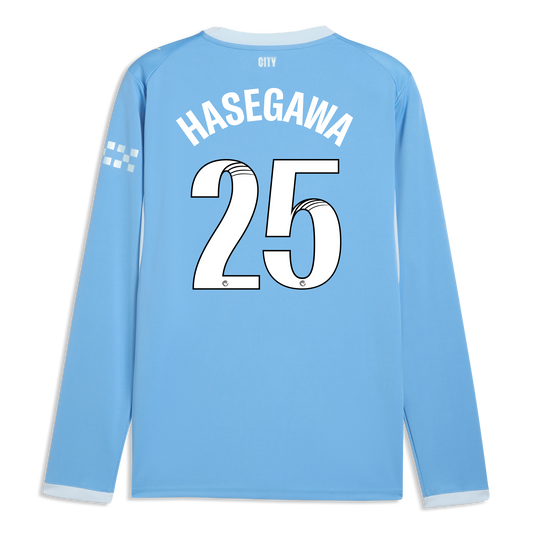 Manchester City Home Jersey 2026/27 Long Sleeve With HASEGAWA 25 Printing