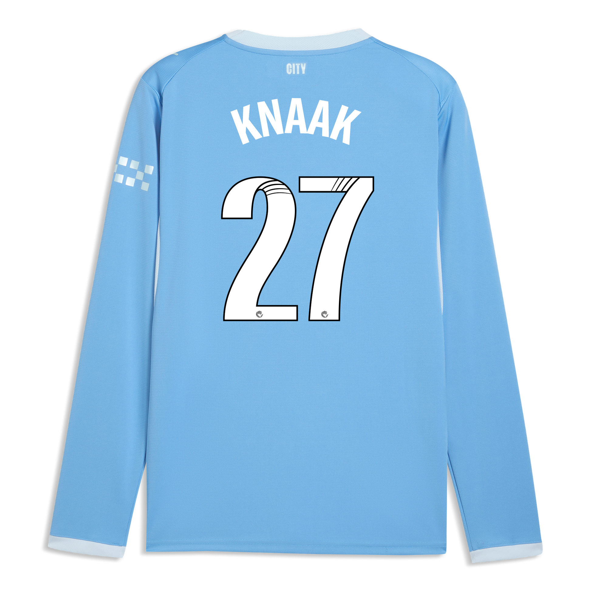 Manchester City Home Jersey 2026/27 Long Sleeve With KNAAK 27 Printing