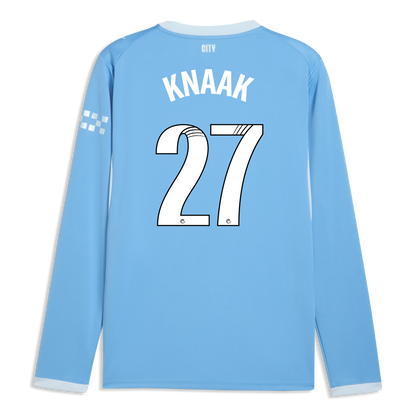 Manchester City Home Jersey 2026/27 Long Sleeve With KNAAK 27 Printing