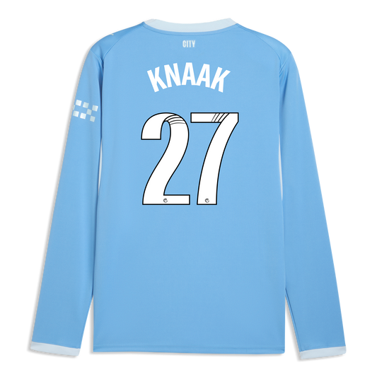 Manchester City Home Jersey 2026/27 Long Sleeve With KNAAK 27 Printing