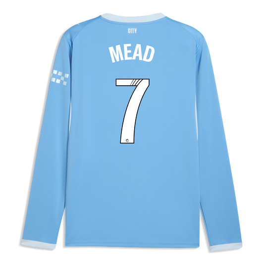 Manchester City Home Jersey 2026/27 Long Sleeve With MEAD 7 Printing