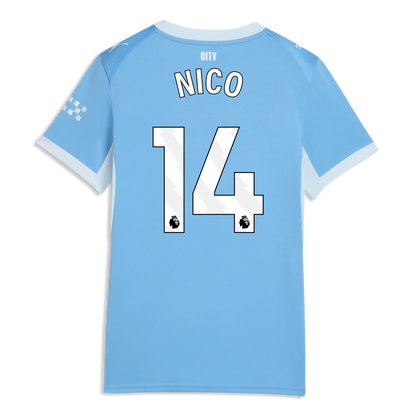 Women's Manchester City Home Jersey 2026/27 With NICO 14 Printing - Team Light Blue-Icy Blue