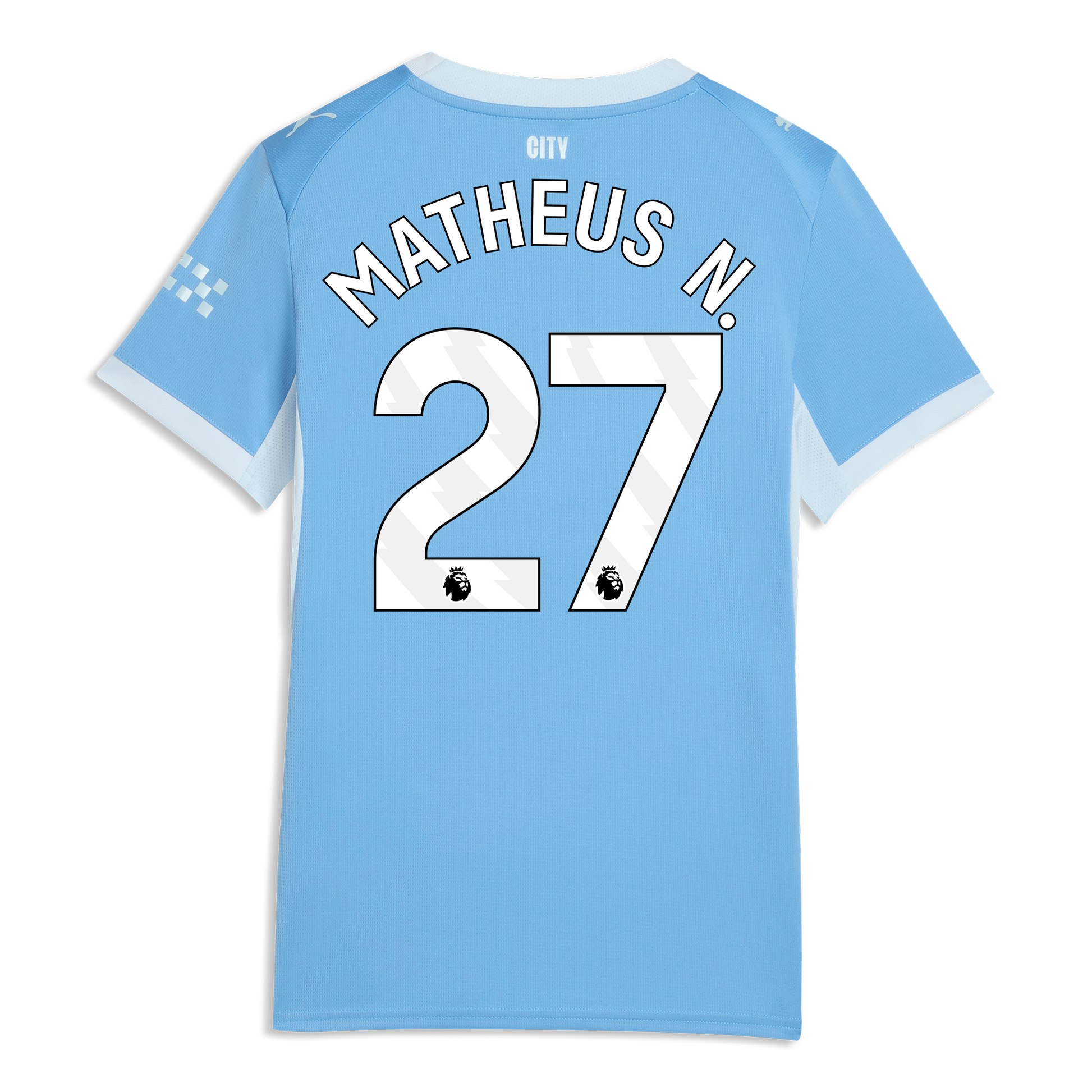 Women's Manchester City Home Jersey 2026/27 With MATHEUS N. 27 Printing - Team Light Blue-Icy Blue