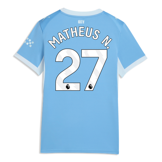 Women's Manchester City Home Jersey 2026/27 With MATHEUS N. 27 Printing - Team Light Blue-Icy Blue