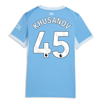 Women's Manchester City Home Jersey 2026/27 With KHUSANOV 45 Printing - Team Light Blue-Icy Blue