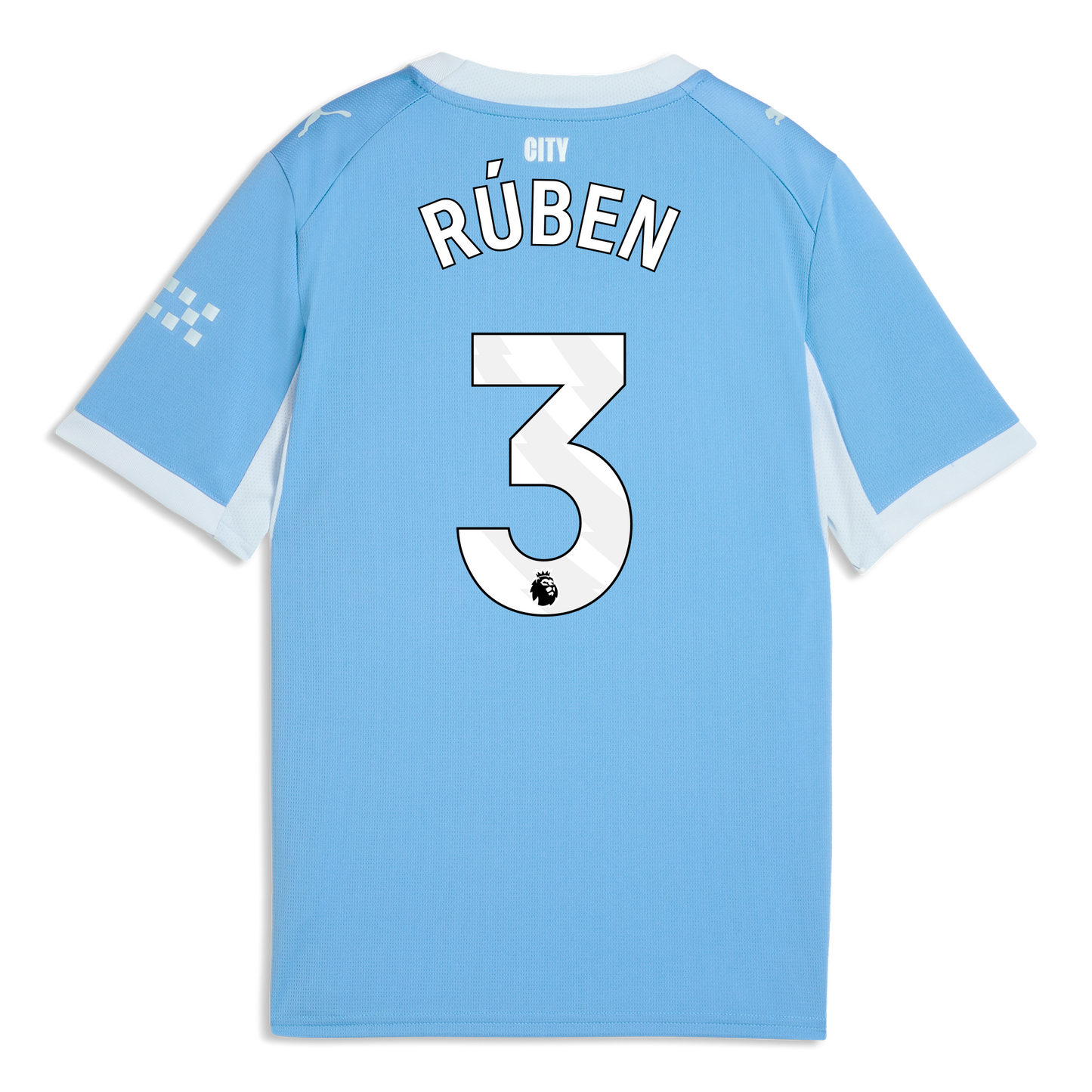 Kids' Manchester City Home Jersey 2026/27 With RÚBEN 3 Printing - Team Light Blue-Icy Blue
