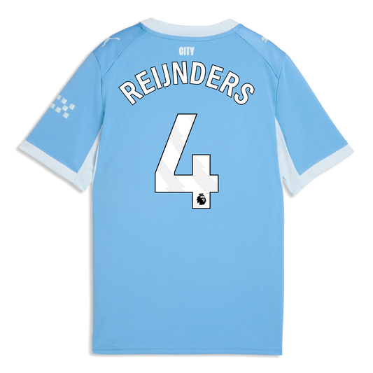 Kids' Manchester City Home Jersey 2026/27 With REIJNDERS 4 Printing - Team Light Blue-Icy Blue