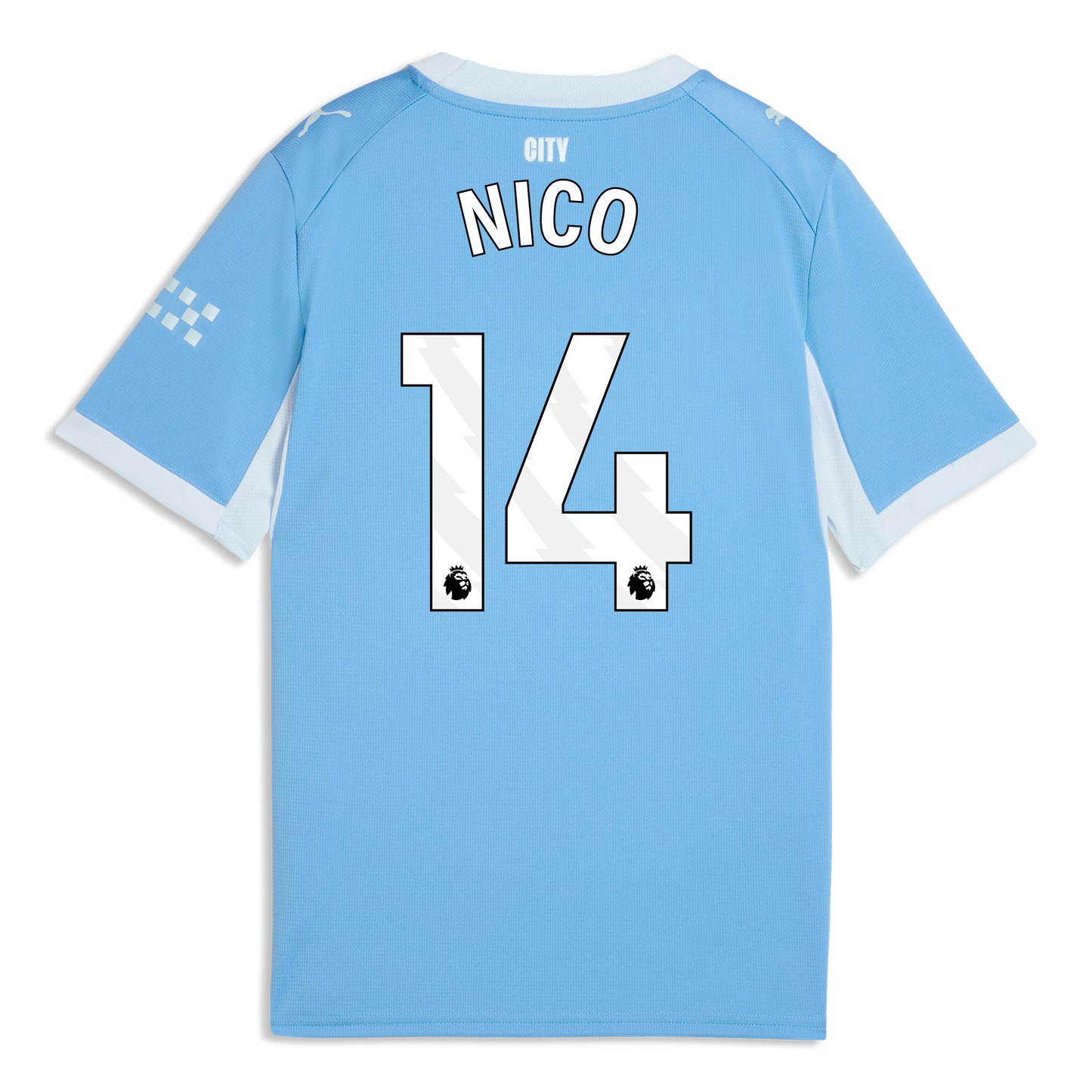Kids' Manchester City Home Jersey 2026/27 With NICO 14 Printing - Team Light Blue-Icy Blue