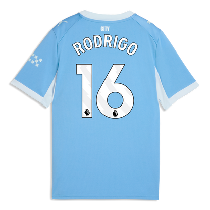 Kids' Manchester City Home Jersey 2026/27 With RODRIGO 16 Printing - Team Light Blue-Icy Blue