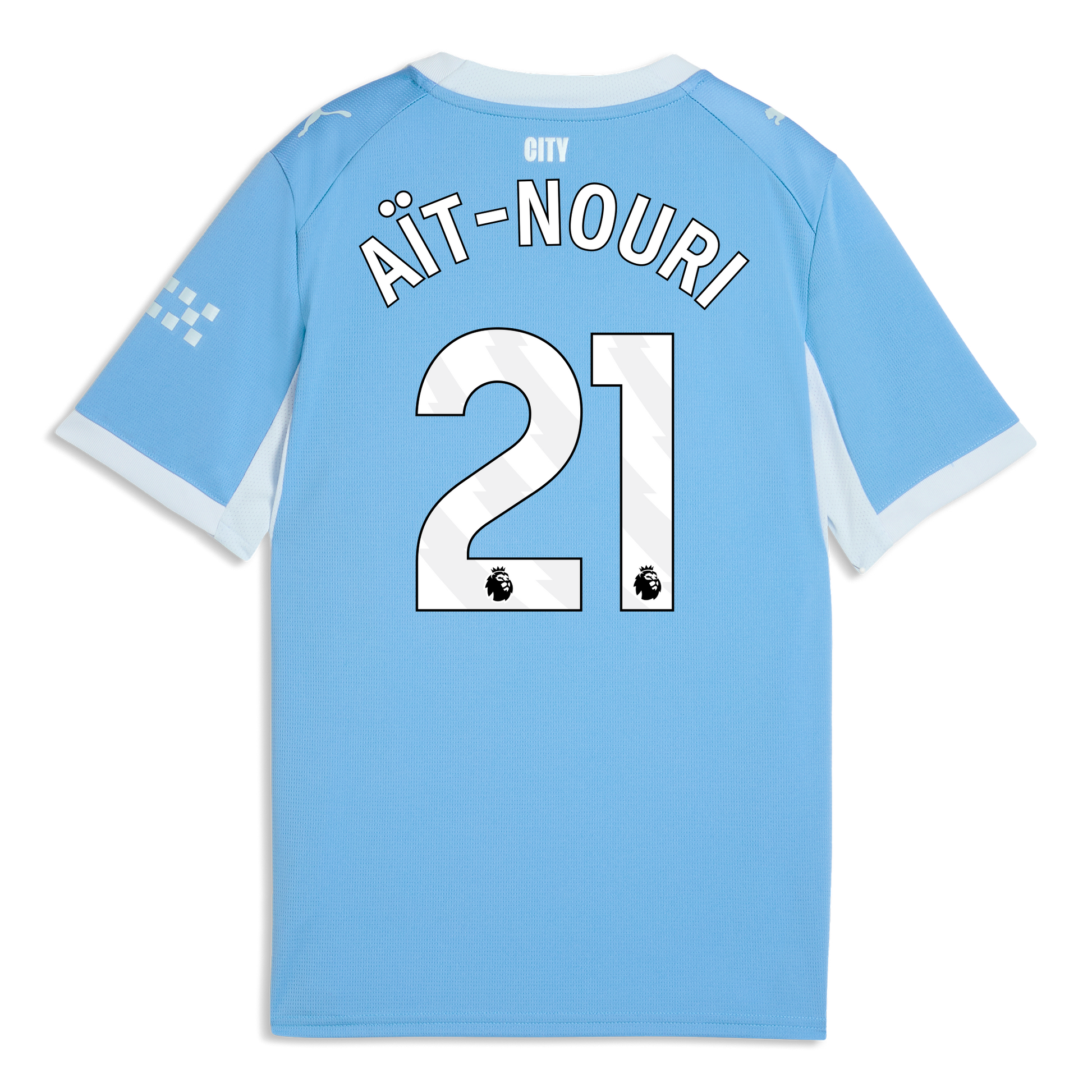 Kids' Manchester City Home Jersey 2026/27 With AÏT-NOURI 21 Printing - Team Light Blue-Icy Blue