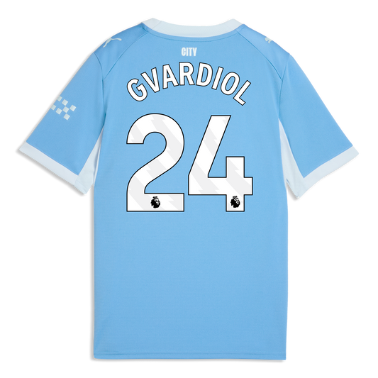 Kids' Manchester City Home Jersey 2026/27 With GVARDIOL 24 Printing - Team Light Blue-Icy Blue