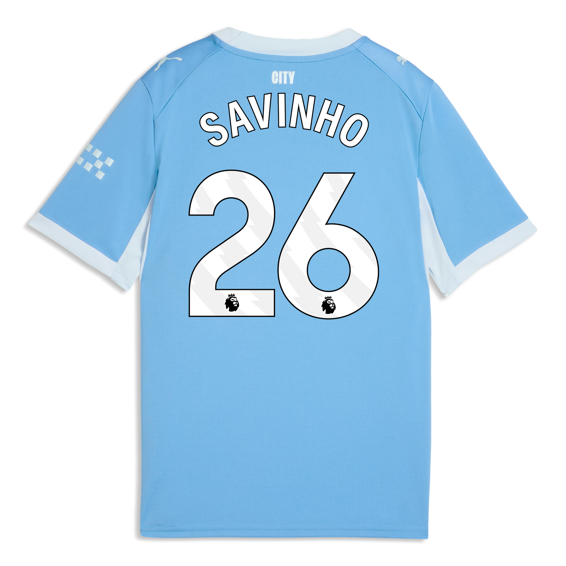 Kids' Manchester City Home Jersey 2026/27 With SAVINHO 26 Printing - Team Light Blue-Icy Blue