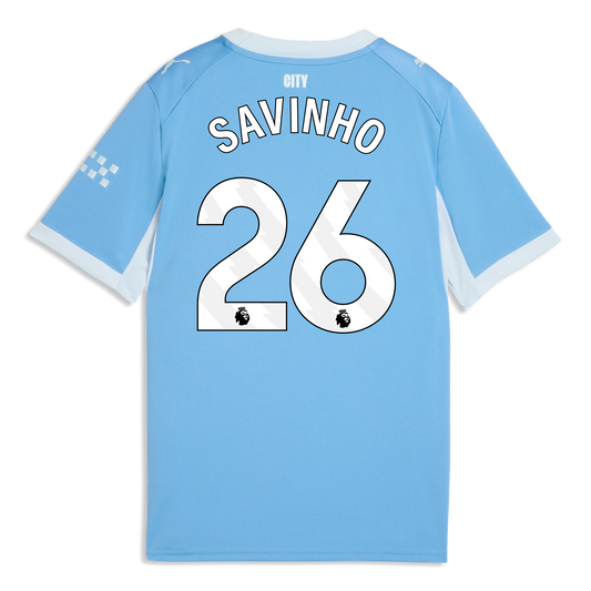 Kids' Manchester City Home Jersey 2026/27 With SAVINHO 26 Printing - Team Light Blue-Icy Blue