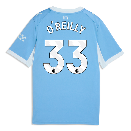 Kids' Manchester City Home Jersey 2026/27 With O'REILLY 33 Printing - Team Light Blue-Icy Blue