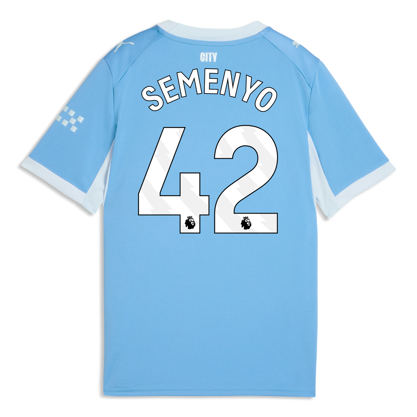 Kids' Manchester City Home Jersey 2026/27 With SEMENYO 42 Printing - Team Light Blue-Icy Blue