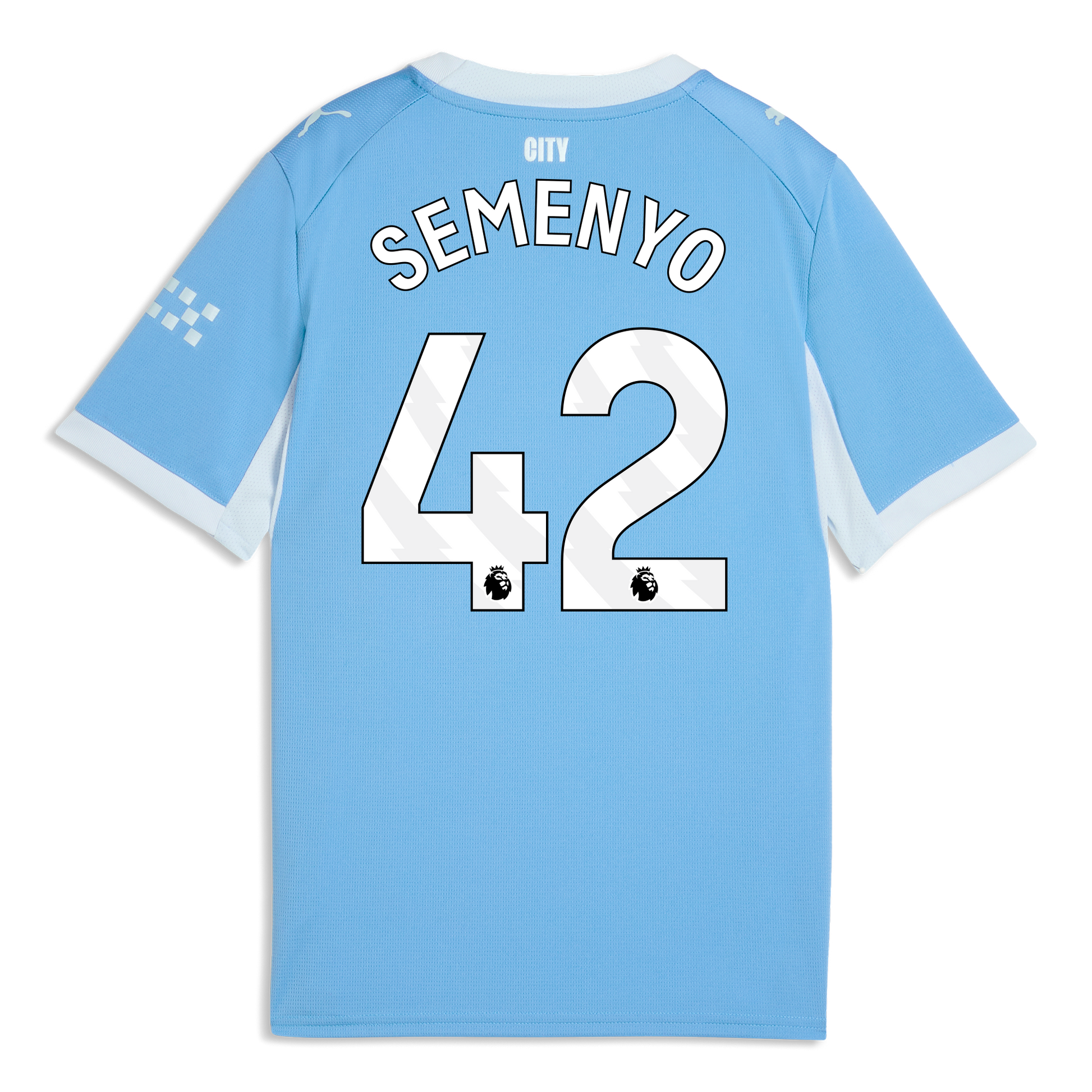 Kids' Manchester City Home Jersey 2026/27 With SEMENYO 42 Printing - Team Light Blue-Icy Blue