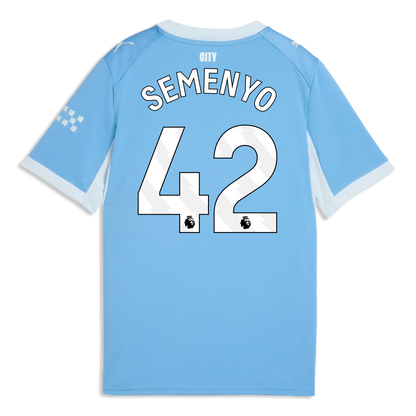 Kids' Manchester City Home Jersey 2026/27 With SEMENYO 42 Printing - Team Light Blue-Icy Blue