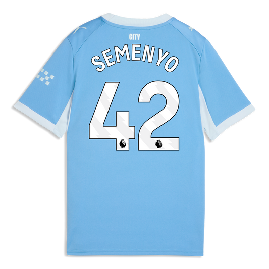 Kids' Manchester City Home Jersey 2026/27 With SEMENYO 42 Printing - Team Light Blue-Icy Blue