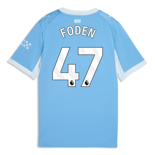 Kids' Manchester City Home Jersey 2026/27 With FODEN 47 Printing - Team Light Blue-Icy Blue