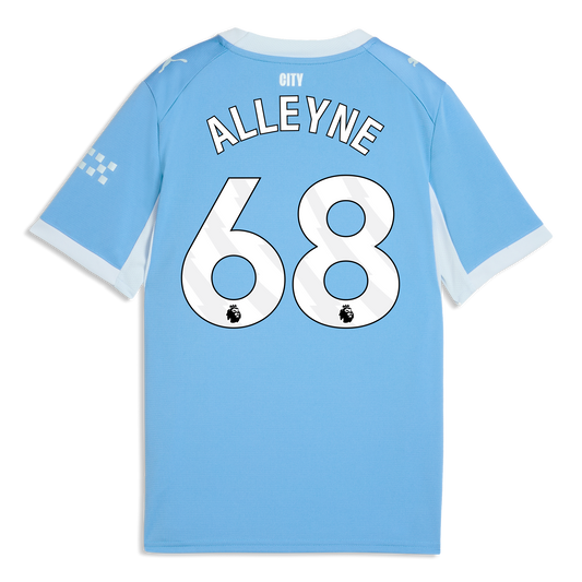 Kids' Manchester City Home Jersey 2026/27 With ALLEYNE 68 Printing - Team Light Blue-Icy Blue