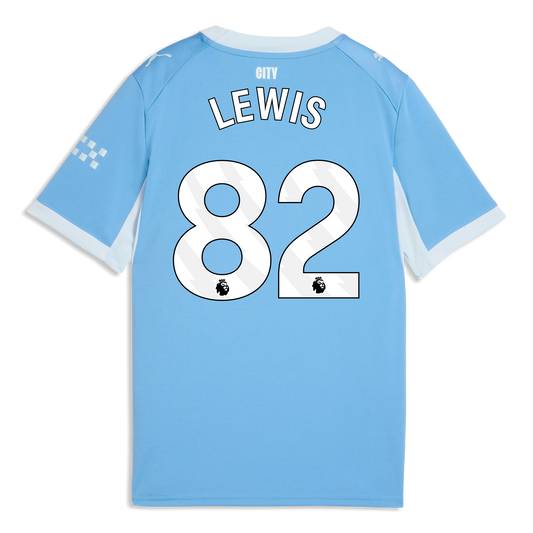 Kids' Manchester City Home Jersey 2026/27 With LEWIS 82 Printing - Team Light Blue-Icy Blue